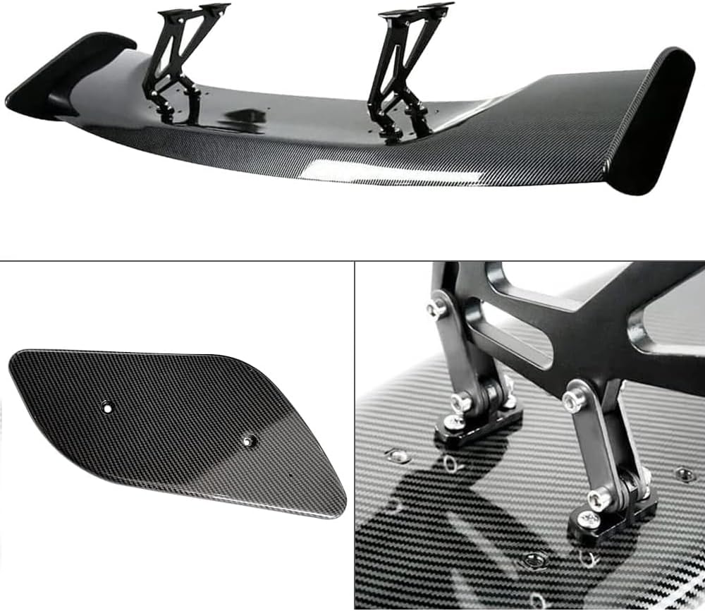 Alerón trasero universal de 57 pulgadas, estilo GT Racing para sedanes, Coupé, Hatchback, alerón de maletero ajustable (aspecto de fibra de carbono)