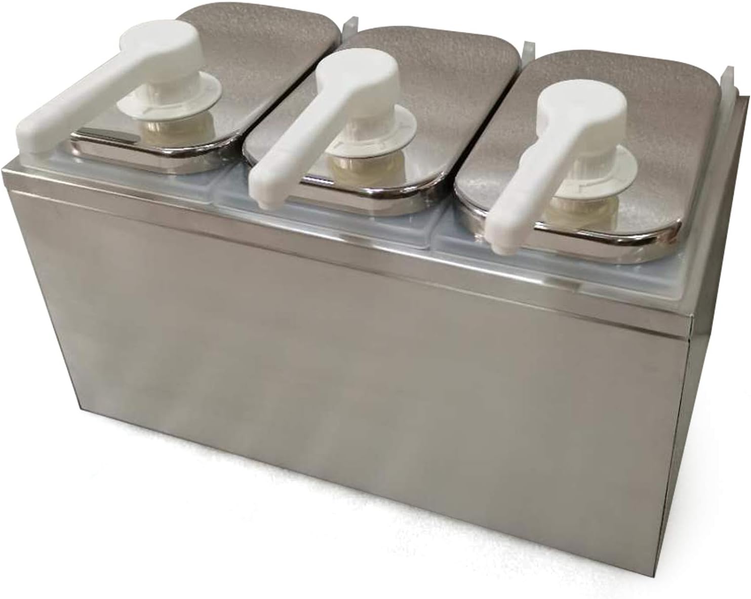 Dispensador de salsa de tres cabezales, estación de bomba de condimentos de acero inoxidable con gran capacidad, dispensador de bomba de condimentos