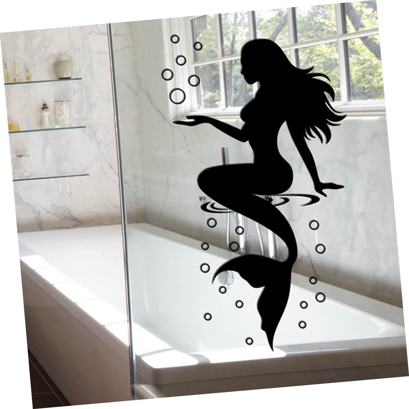 Abaodam 6 calcomanías de pared de sirena bajo el mar, calcomanías de pared de sirena, arte de pared de sirena negra, calcomanías de princesa de