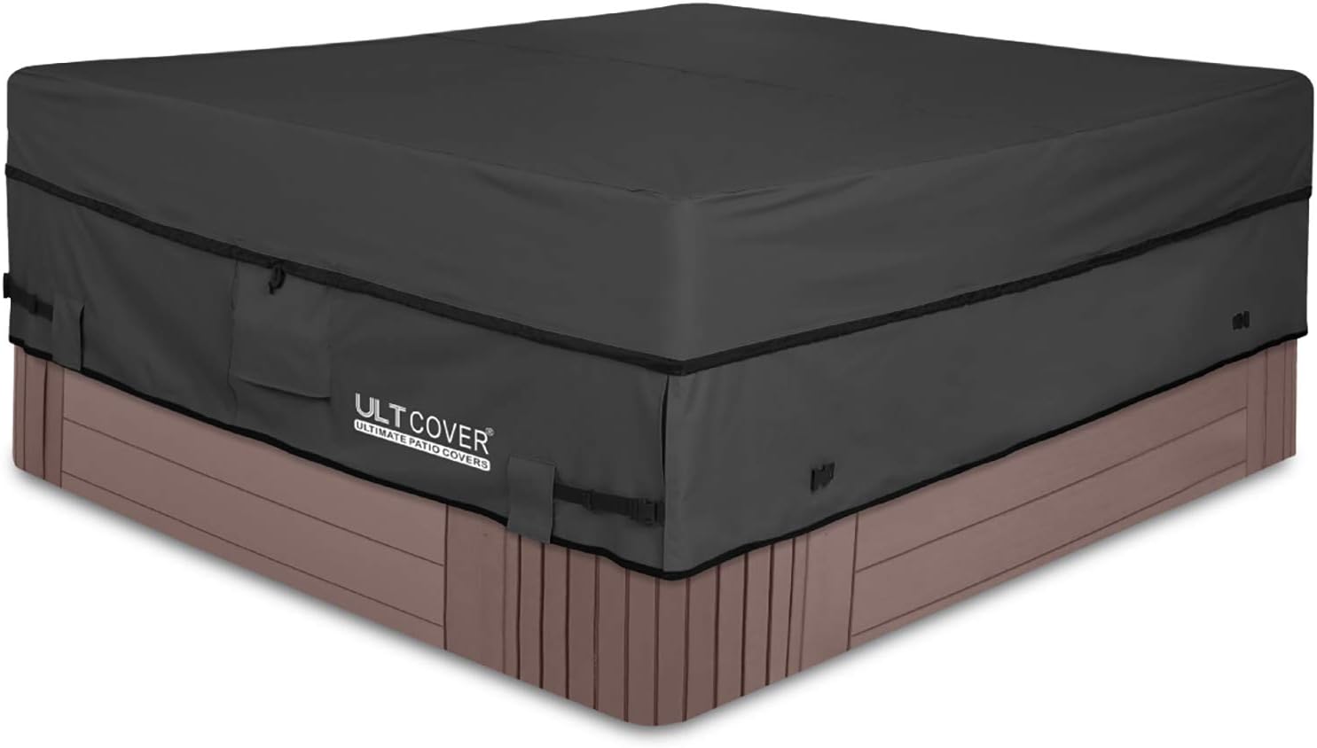 Ultcover Cubierta cuadrada de poliéster 600D, impermeable, para bañera de hidromasaje de exterior, 85 x 85 pulgadas, negra