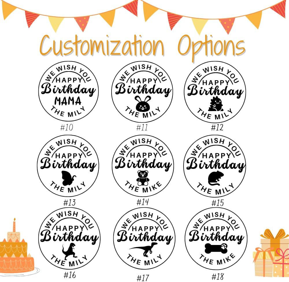 Orapink Sello de galletas de cumpleaños personalizado con tu apellido. Sello de cortador de galletas personalizado para hornear fondant, glaseado,