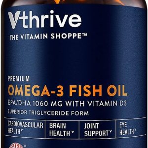 Vthrive Aceite de pescado omega-3 premium con vitamina D3 – Apoya la salud cardiovascular – 1,060 EPADHA (120 cápsulas blandas) Vthrive Aceite de pescado omega-3 premium con vitamina D3 – Apoya la salud cardiovascular – 1,060 EPADHA (120 cápsulas blandas)