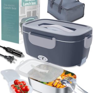 CHARMDOO Lonchera eléctrica de 80 W, calentador de almuerzo portátil para adultos, automóvil, camión, oficina, 1224110 V, lonchera de calentamiento CHARMDOO Lonchera eléctrica de 80 W, calentador de almuerzo portátil para adultos, automóvil, camión, oficina, 1224110 V, lonchera de calentamiento
