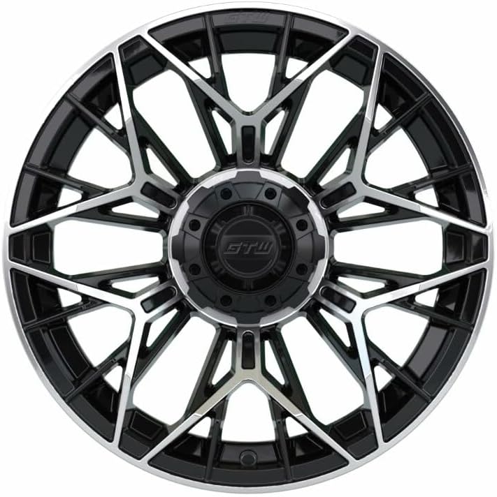 GTW Stellar – Rueda de aluminio para carrito de golf de 15 pulgadas de 15 x 7 pulgadas, 4-4 pernos  desplazamiento 34 (negro matemecanizado)
