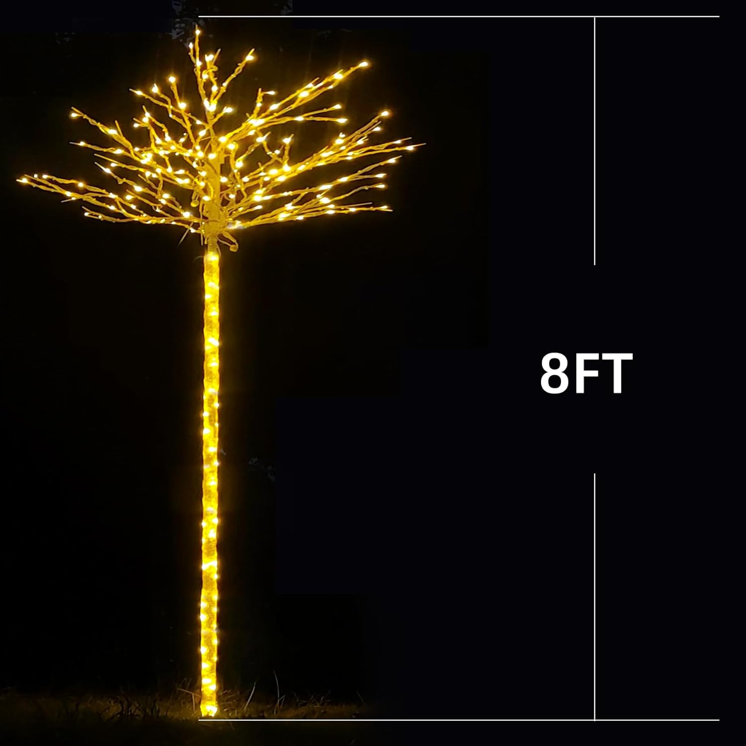 Fairyrain Luces de árbol de abedul iluminadas de 8 pies, luces artificiales de Navidad adecuadas para Halloween, hogar, fiesta, boda, césped, patio,