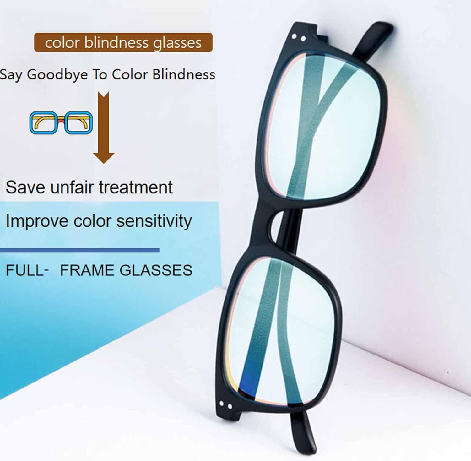 Gafas correctoras para daltónico, marco completo UV400, impermeables, universales, de lujo, Pilestone, rojo y verde, lentes daltónicos para hombres