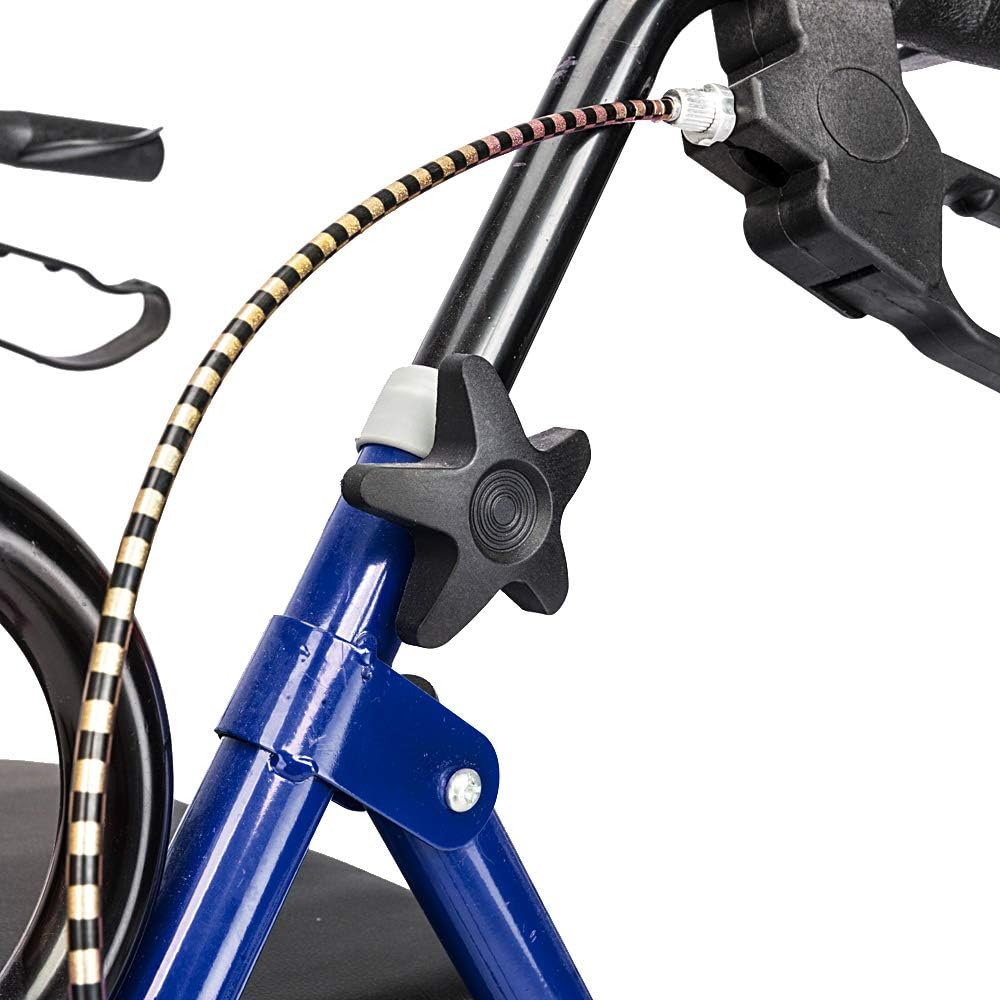 Andador con asiento, andador de acero con ruedas de 8 pulgadas, soporta hasta 286.6 libras, para lesiones, personas mayores y adultos (negro y azul)