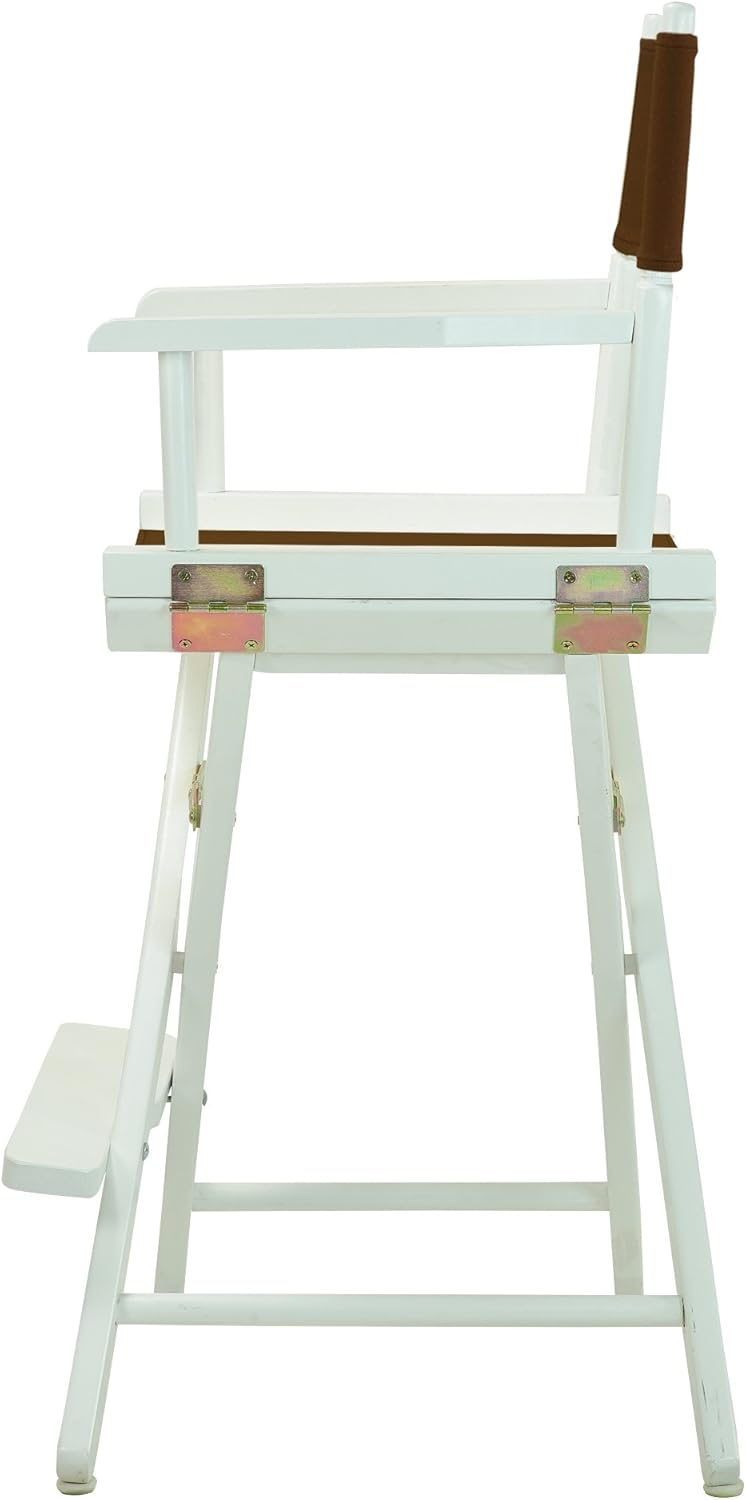 Casual Home 220-01021-45 – Silla de director de 24 in, marco blanco, lona marrón, altura clásica