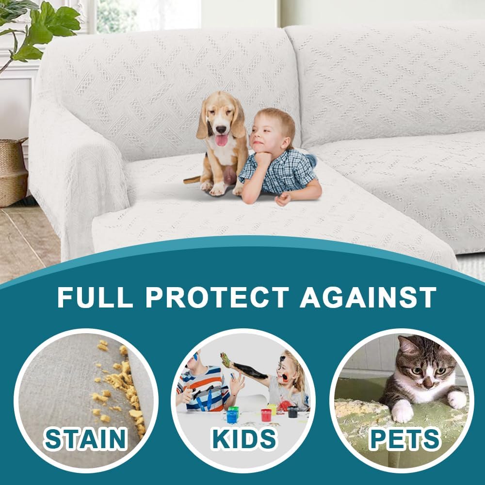 Turquoize Fundas de sofá modulares para sala de estar, funda de sofá en forma de L, 2 piezas para sofás seccionales, fundas de sofá para perros, con