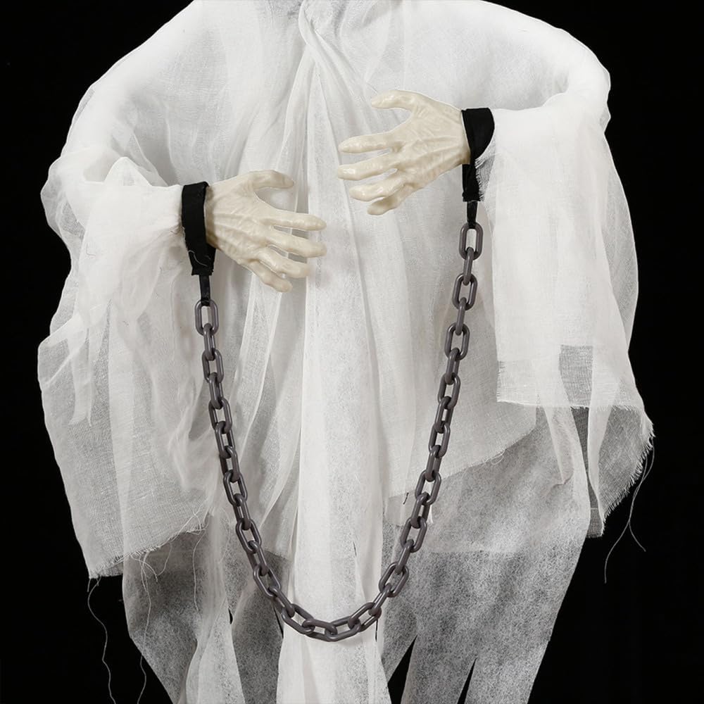 Fantasma colgante de miedo sin rostro, fantasma sin rostro, bata de terror blanca, accesorios de diseño de escena de Halloween, espeluznante