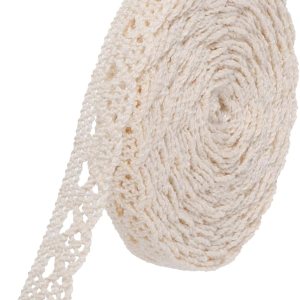 MECCANIXITY Cinta de encaje de algodón de 10 yardas de 0.39 pulgadas para manualidades, envoltorios de regalo, diademas, boda, color beige, estilo 2 MECCANIXITY Cinta de encaje de algodón de 10 yardas de 0.39 pulgadas para manualidades, envoltorios de regalo, diademas, boda, color beige, estilo 2