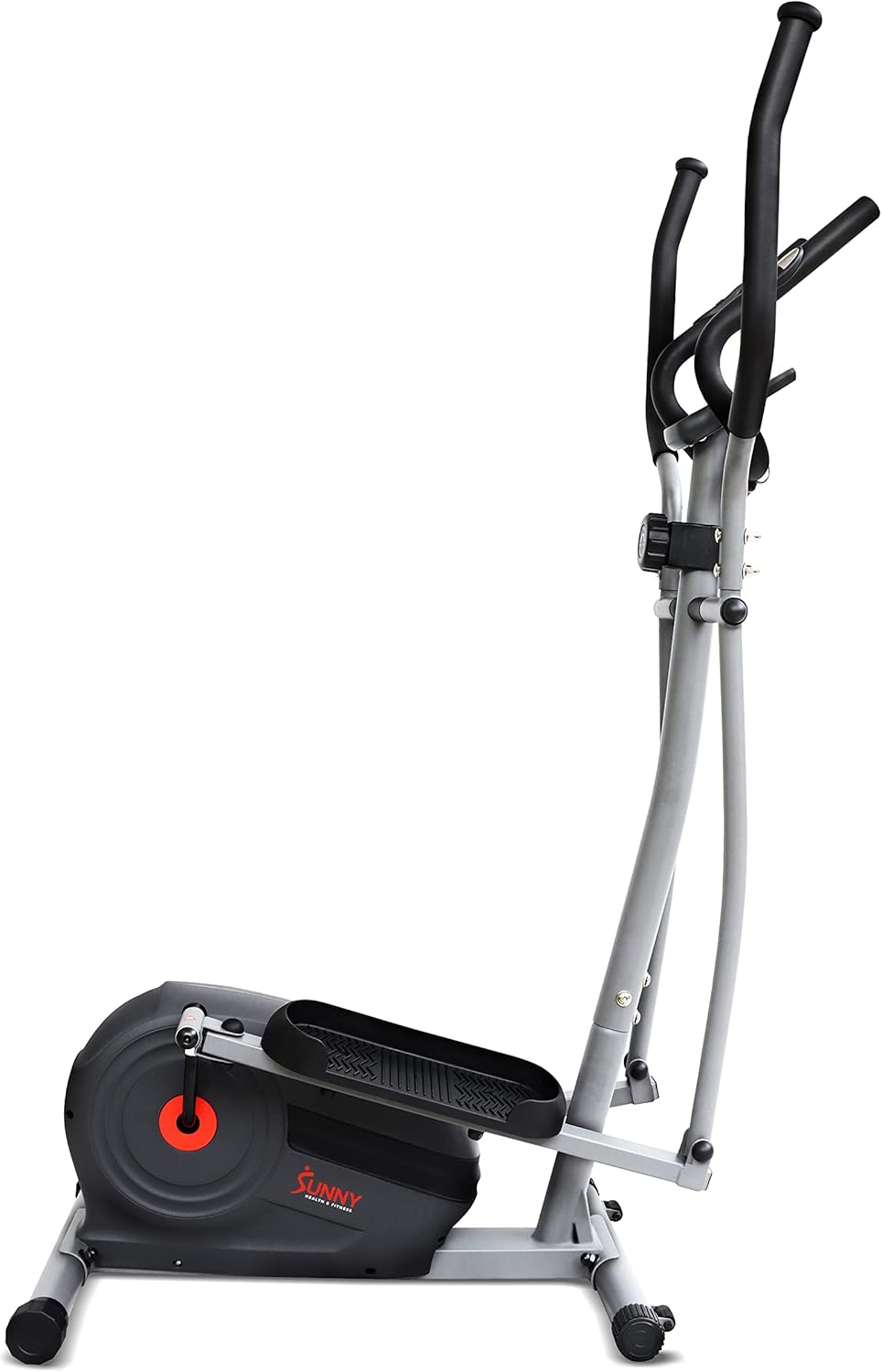Sunny Health & Fitness Máquina elíptica magnética con monitor de rendimiento LCD, sensor de pulso, estabilizadores de piso, bajo impacto,