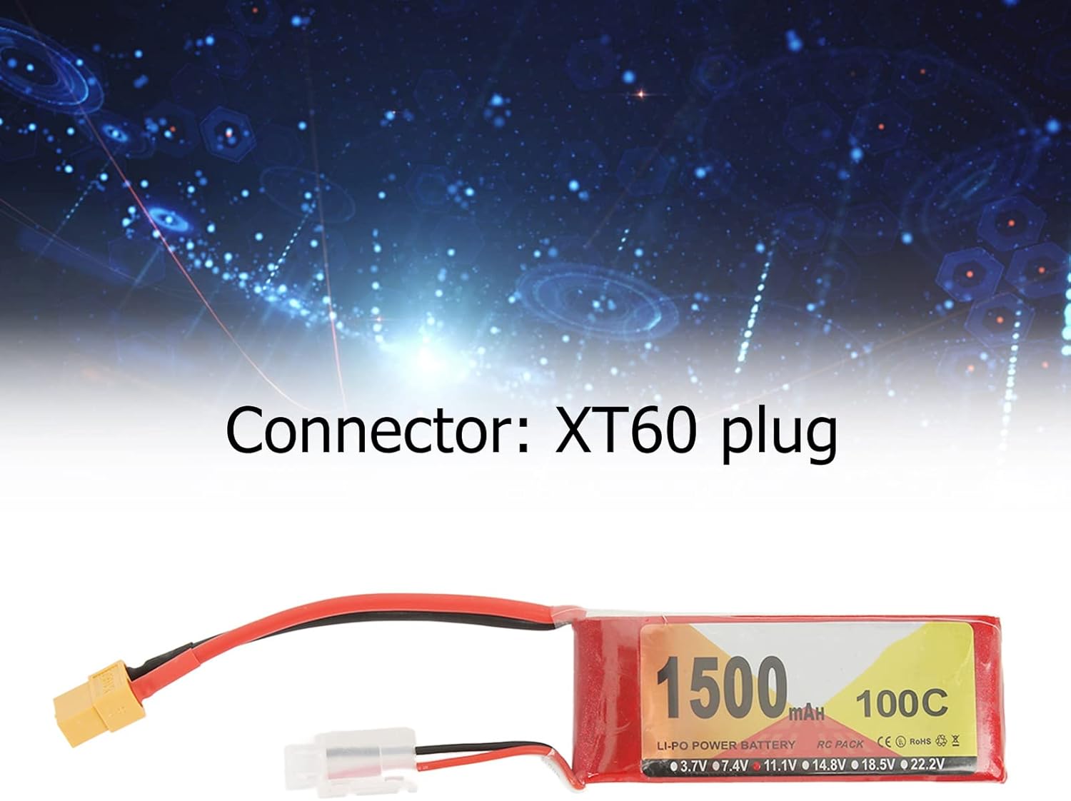 Batería LiPo de 11.1V 1500mAh 100C 3S con enchufe XT60, control remoto por aplicación controlada QAV250 Quadcopter baterías de vehículos