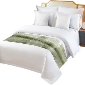 Camino de cama para cama tamaño Queen, color verde salvia, manta decorativa para pie de cama, pintura al óleo geométrica moderna, arte abstracto, Camino de cama para cama tamaño Queen, color verde salvia, manta decorativa para pie de cama, pintura al óleo geométrica moderna, arte abstracto,