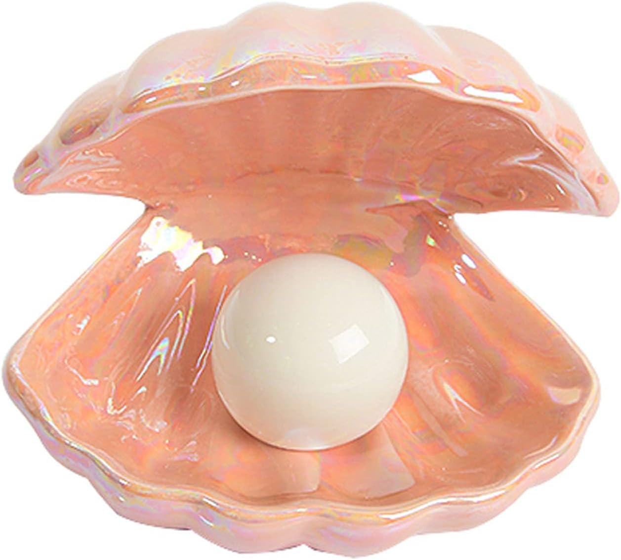 BinaryABC Cerámica Shell Pearl Light Led Lámpara Portátil Noche Luz de mesa, Regalo de San Valentín (Rosa)