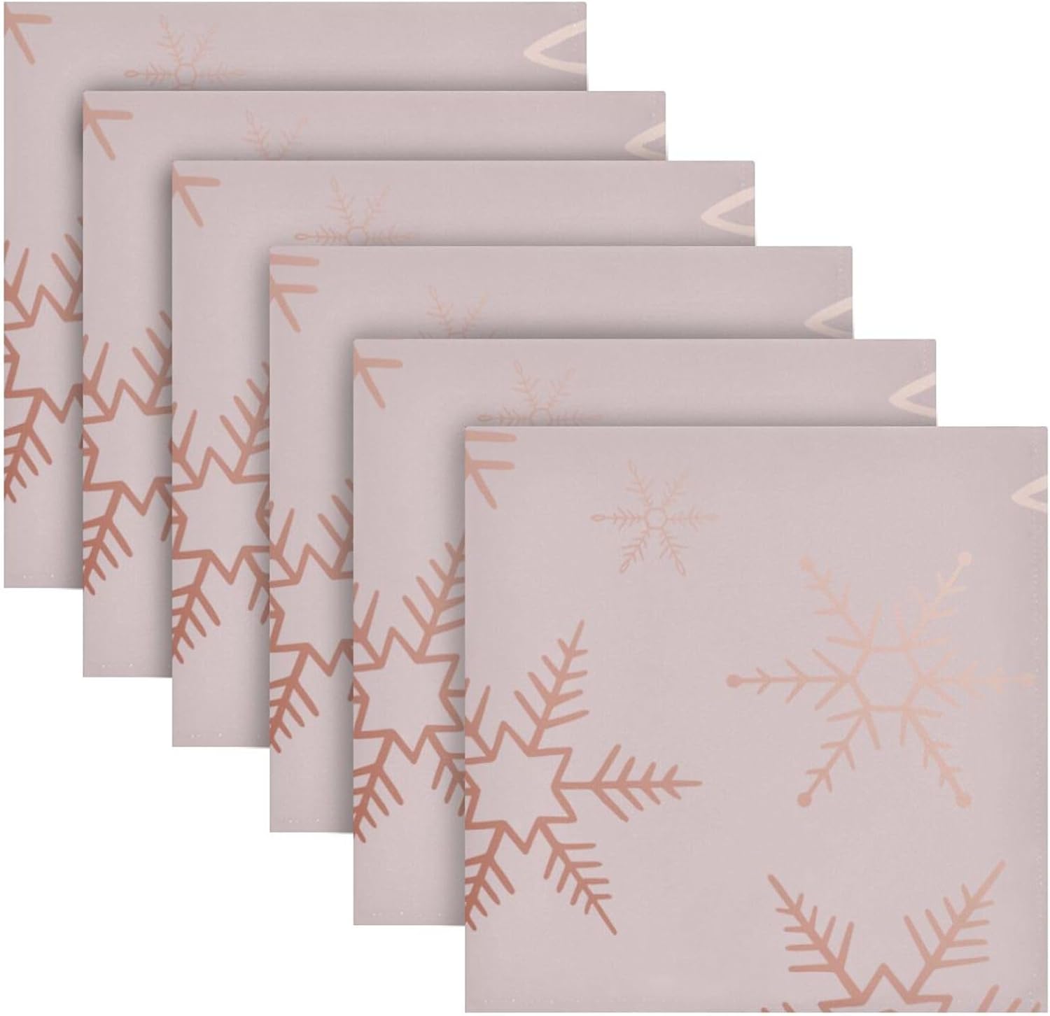 Burbuja Juego de 6 servilletas de tela de copo de nieve de color oro rosa de 20 x 20 pulgadas, lavables, decorativas para cenas familiares, bodas,