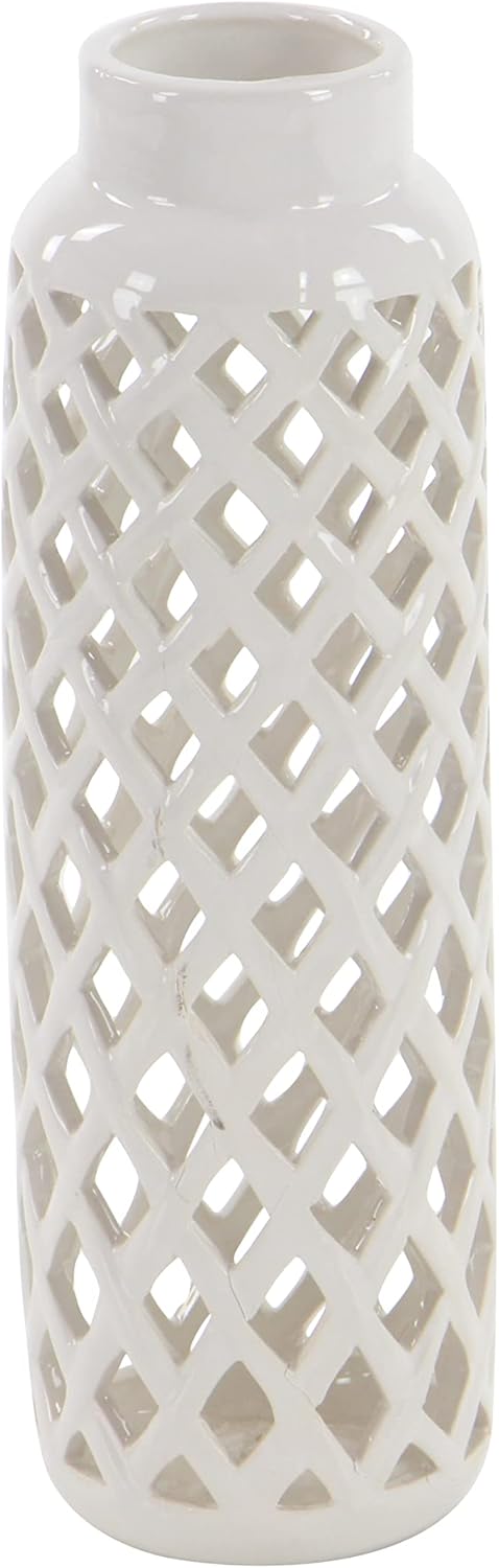 Deco 79 92561 Jarrón de cerámica, 4″ x 12″