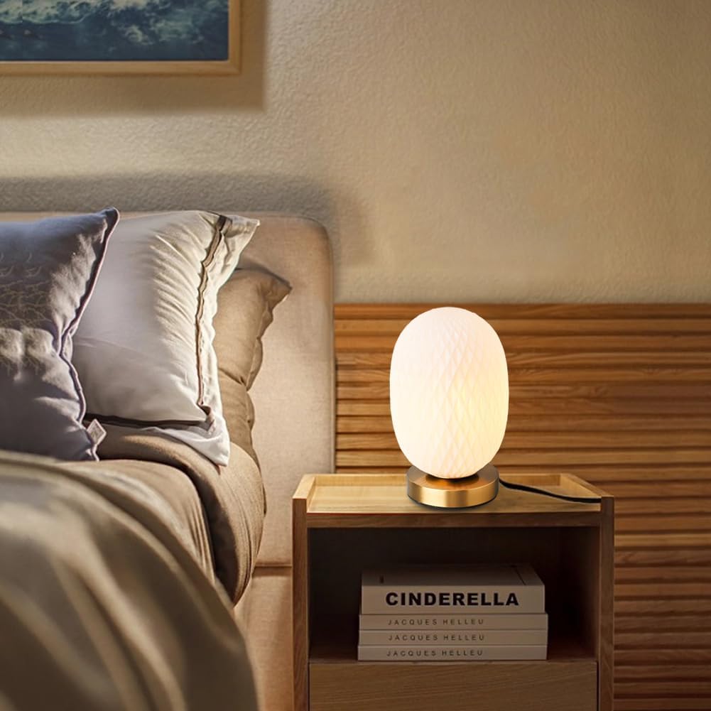 Moderna lámpara de mesa de cristal con globo de mediados de siglo, industrial regulable con control táctil, luces de escritorio, 3 niveles de