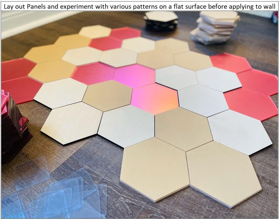 Azulejos hexagonales únicos para paneles de pared (1 pie cuadrado de acrílico blanco brillante de 18 pulgadas), fácil instalación para diseño