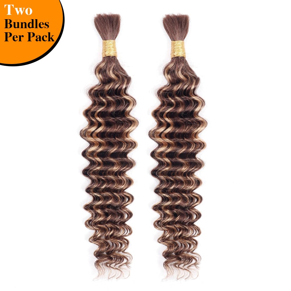 Goulus Extensiones de cabello humano virgen brasileño 100% sin procesar para trenzar #T4P427, dos paquetes de cabello humano virgen brasileño sin