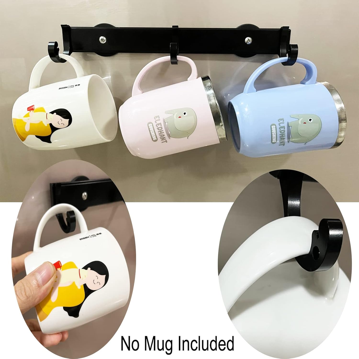 Pmsanzay Soporte magnético fuerte para tazas de café, ganchos para tazas de café, organizador de almacenamiento para tazas de café, tazas de té en