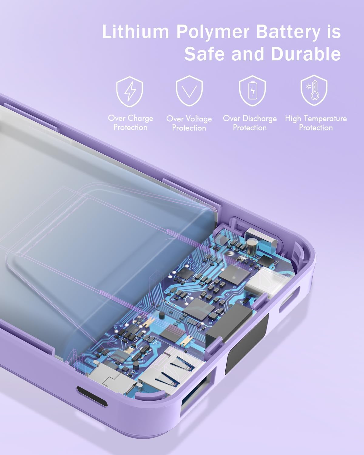 podoru Cargador portátil inalámbrico, banco de energía magnético plegable de 10000 mAh con cable tipo C, pantalla LED de 22.5 W PD de carga rápida,