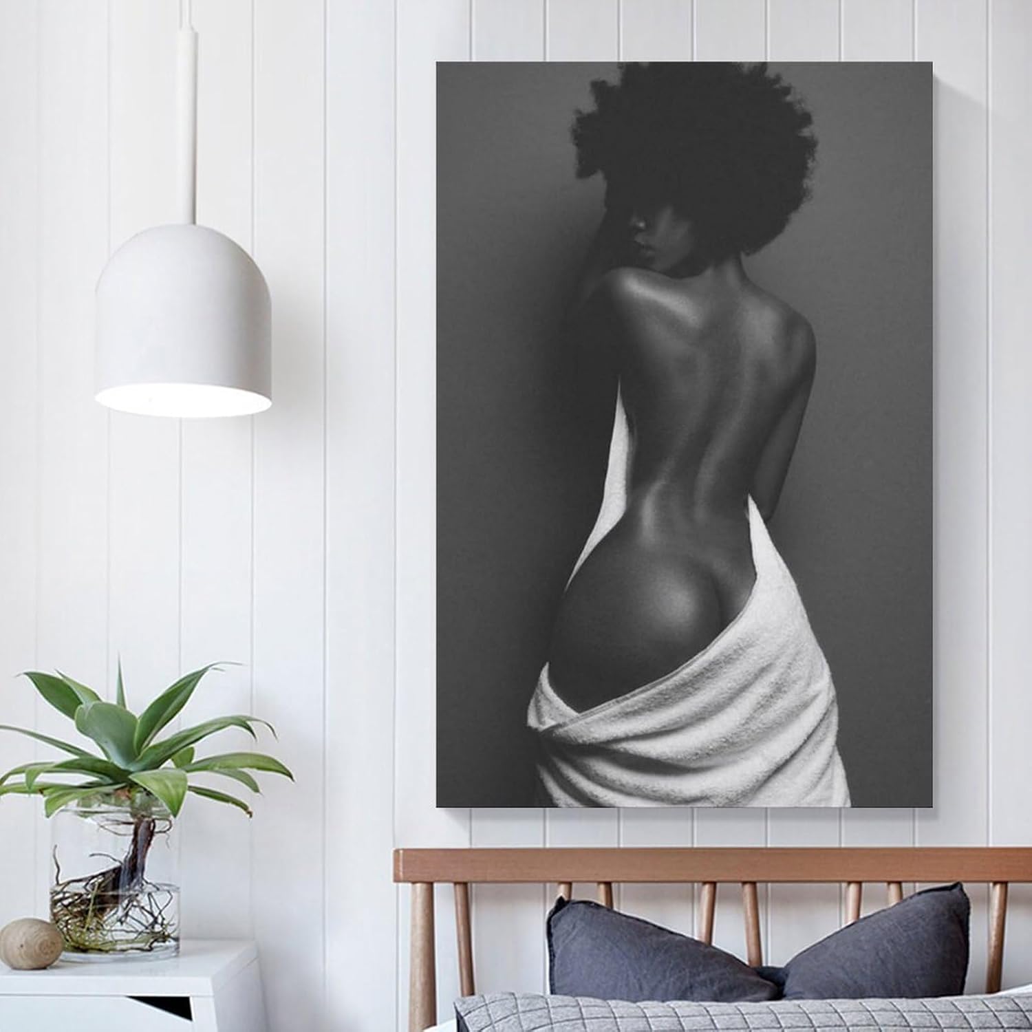 MQISNOHA Póster de arte de pared sexy de mujer negra negra afroamericana, pinturas artísticas en lienzo, decoración de pared, decoración del hogar,