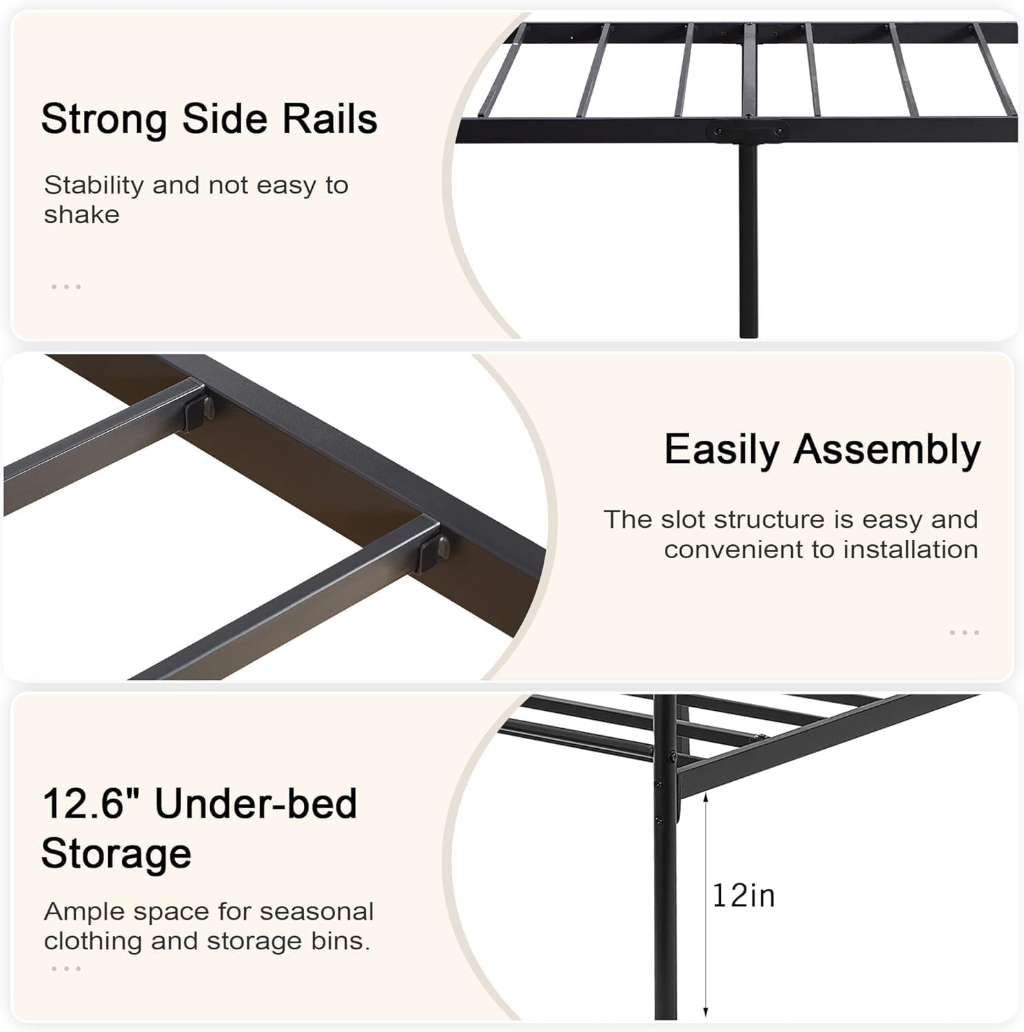 VECELO Base de cama tamaño individual con cabecero, plataforma resistente y base de colchón con soporte de listones de metal, no necesita somier,