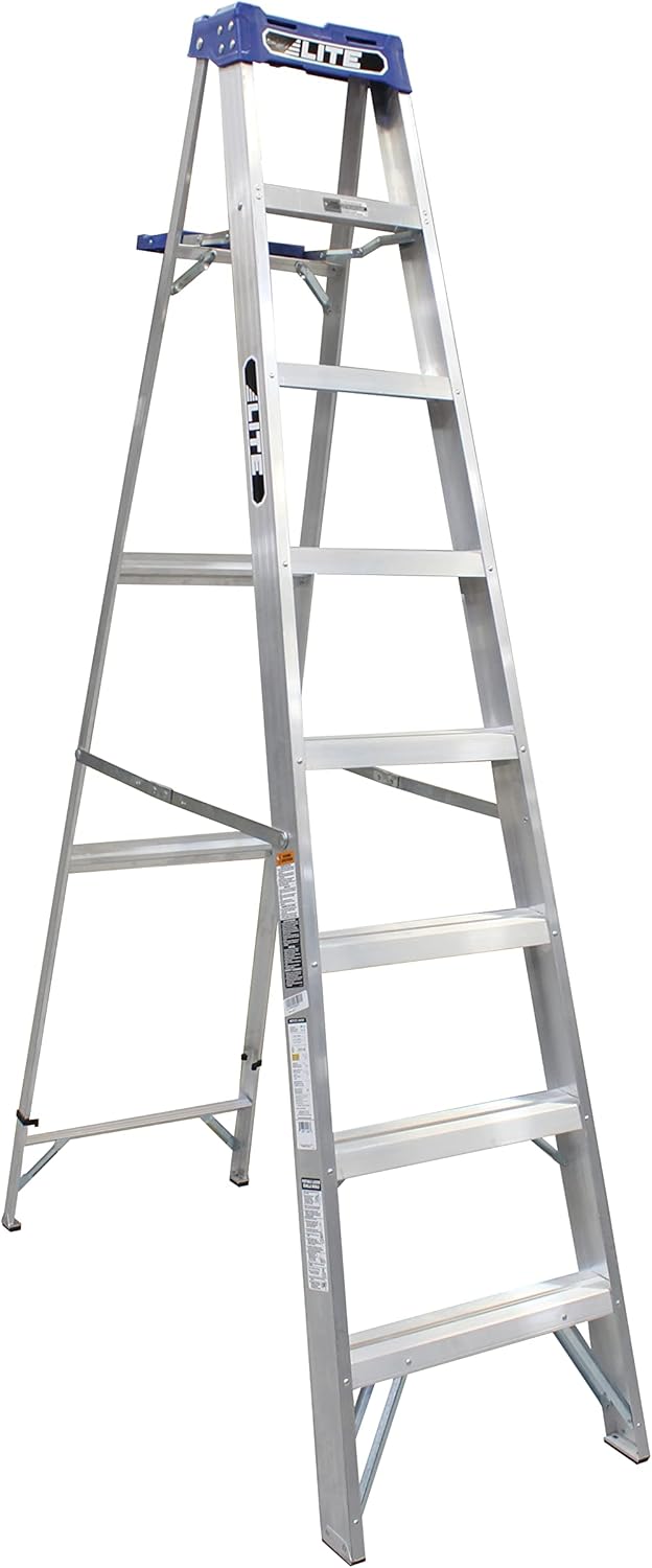LITE Escalera de aluminio de 8 pies, capacidad de 250 libras, tipo I, LP-2111-08