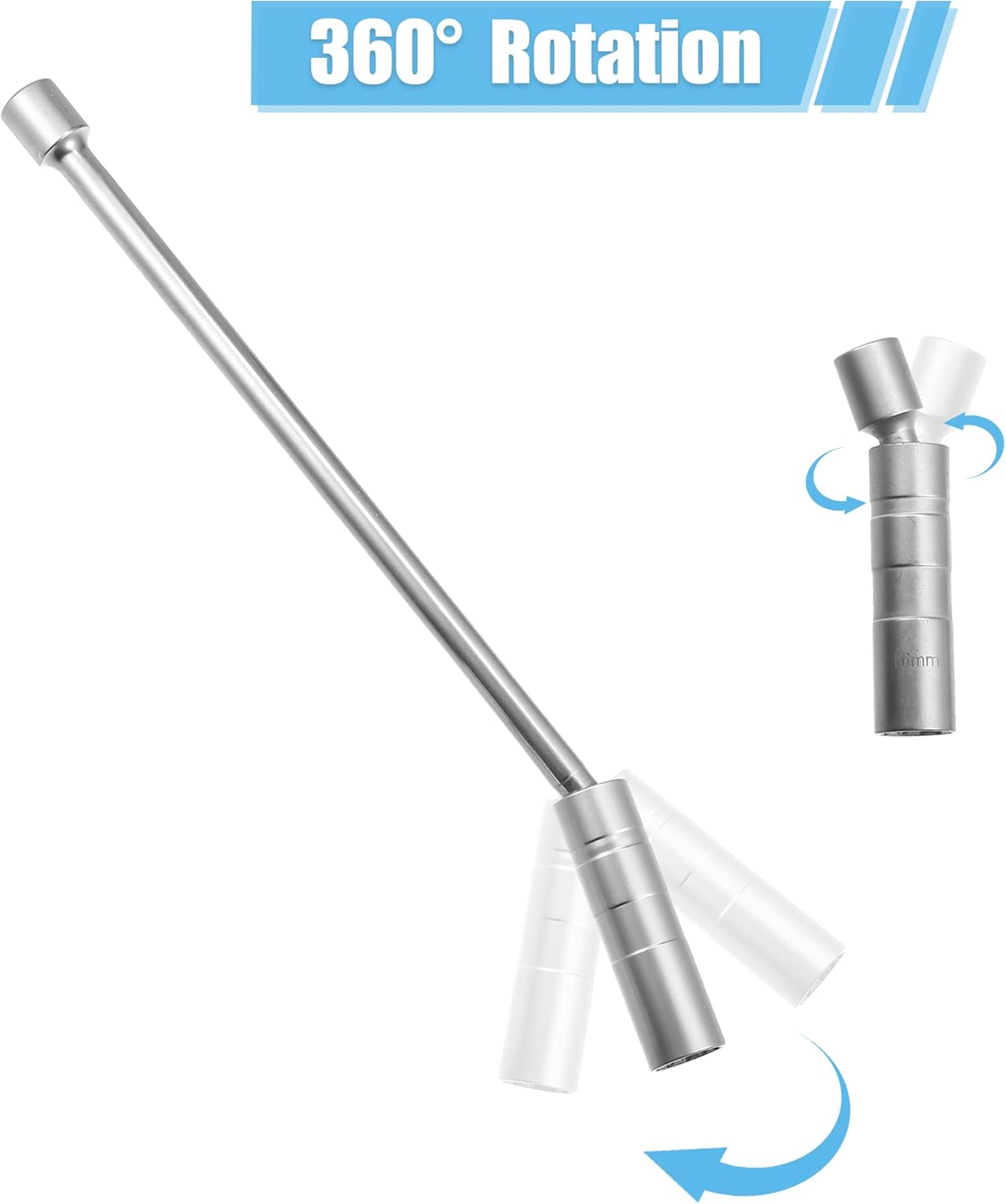 X AUTOHAUX Largo corto 0.630 in giratorio magnético bujía zócalo 38 pulgadas unidad 12 puntos delgada pared enchufe herramienta de extracción