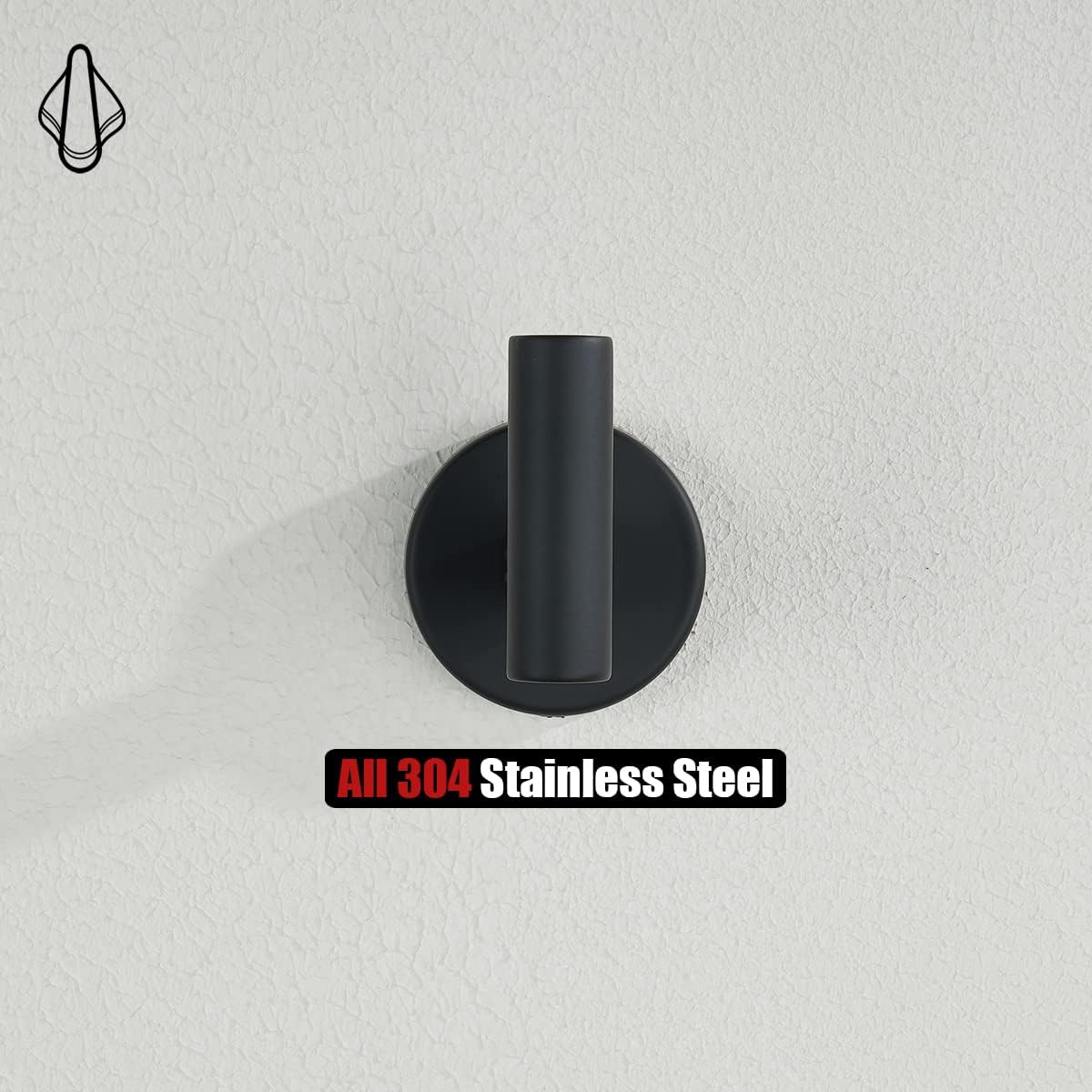 JQK TH100-PB-P2 – Gancho negro para toallas de baño, cocina, garaje, montaje en la pared (paquete de 2), acero inoxidable 304 negro mate, TH100-PB-P2