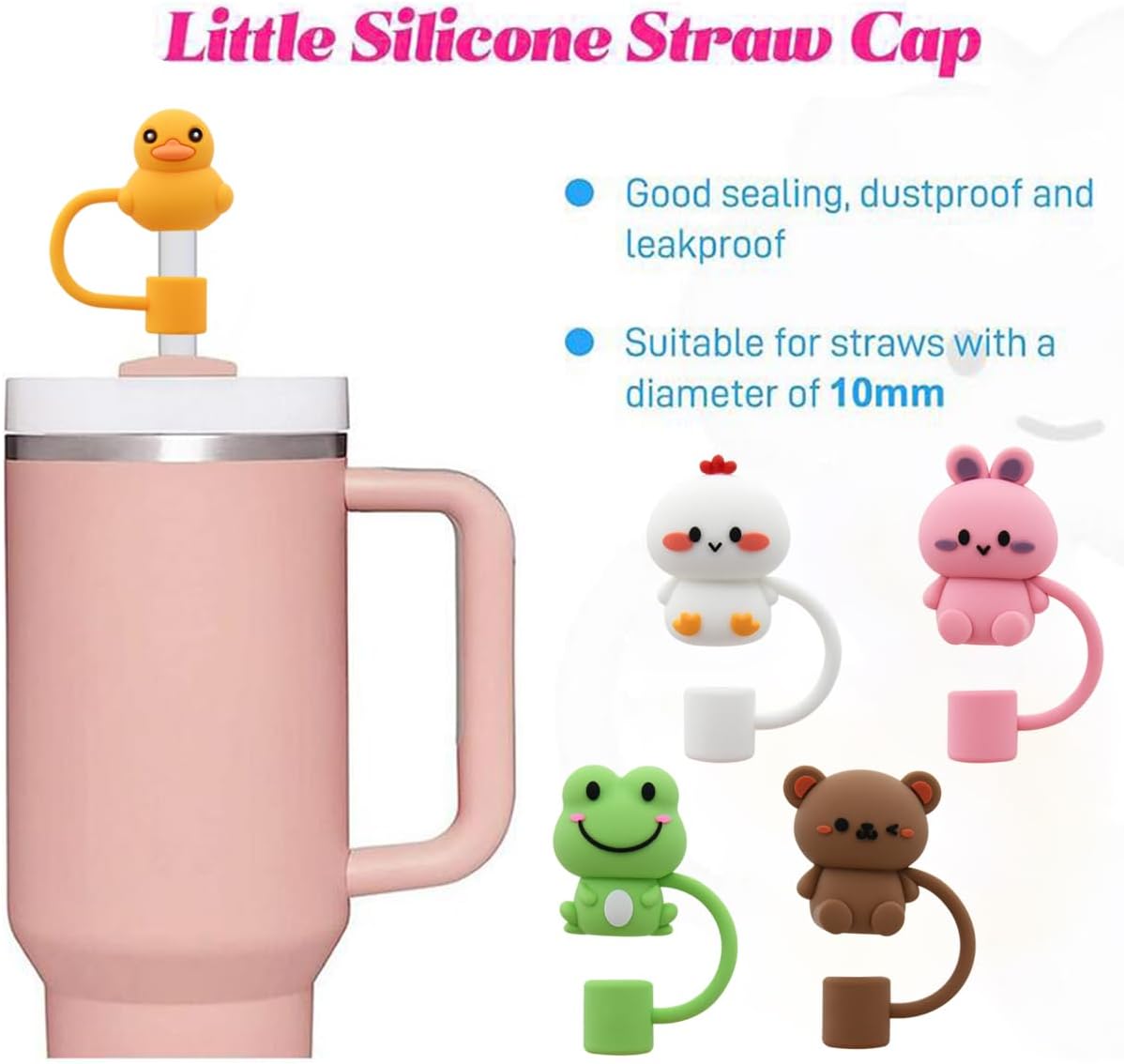 Tapa de popote para copa Stanley, cubierta de popote de silicona compatible con vaso de 30 y 40 onzas con asa, tapas de puntas de popote