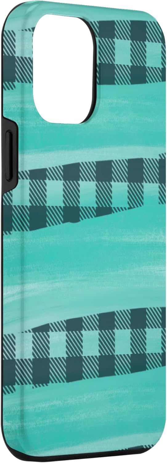 Funda a cuadros para iPhone 13 Pro Max Pretty Teal TURQUESA SOUTHERN WESTERN