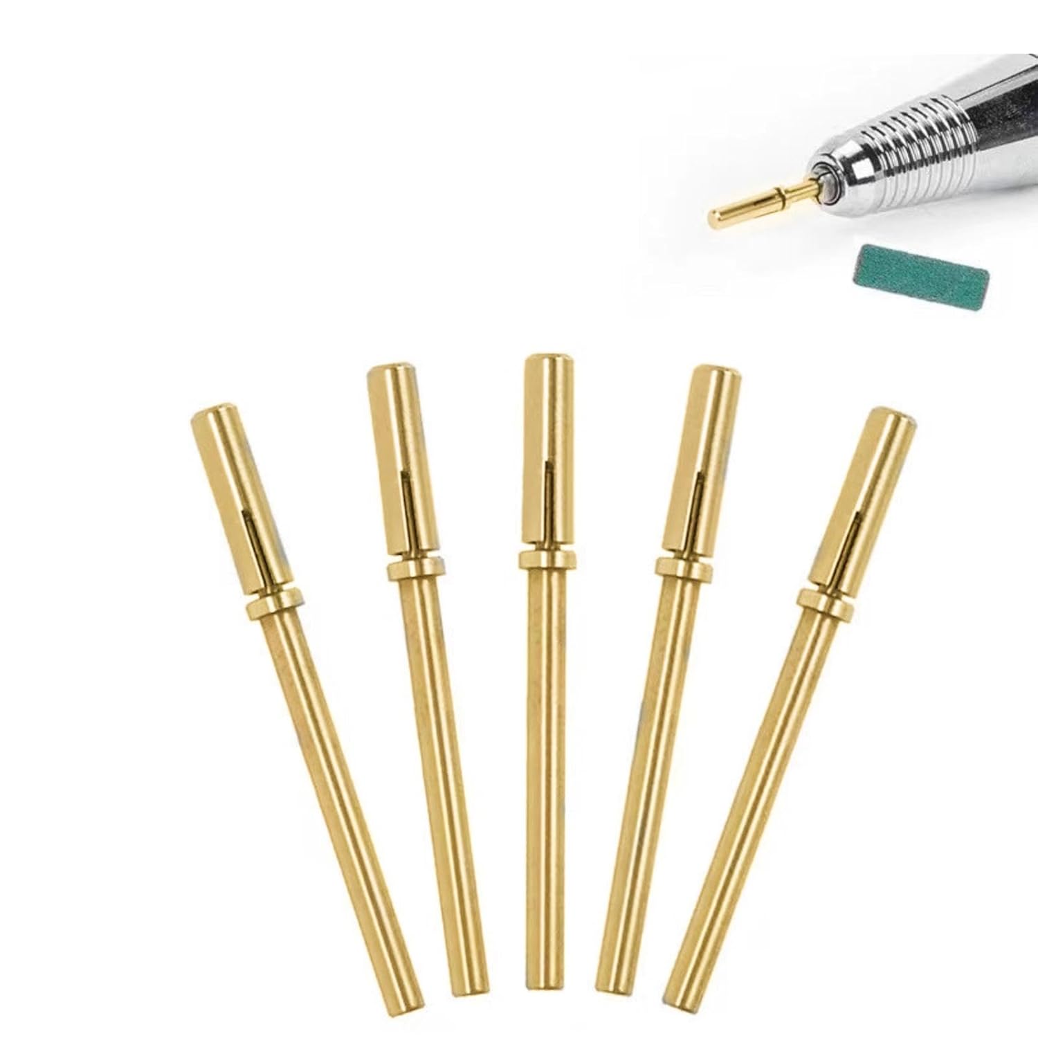 Generic Mandril de bandas de lijado de uñas de 0.122 in, mandril de taladro de uñaseje de banda de lijado para lijadoras de uñas, dorado
