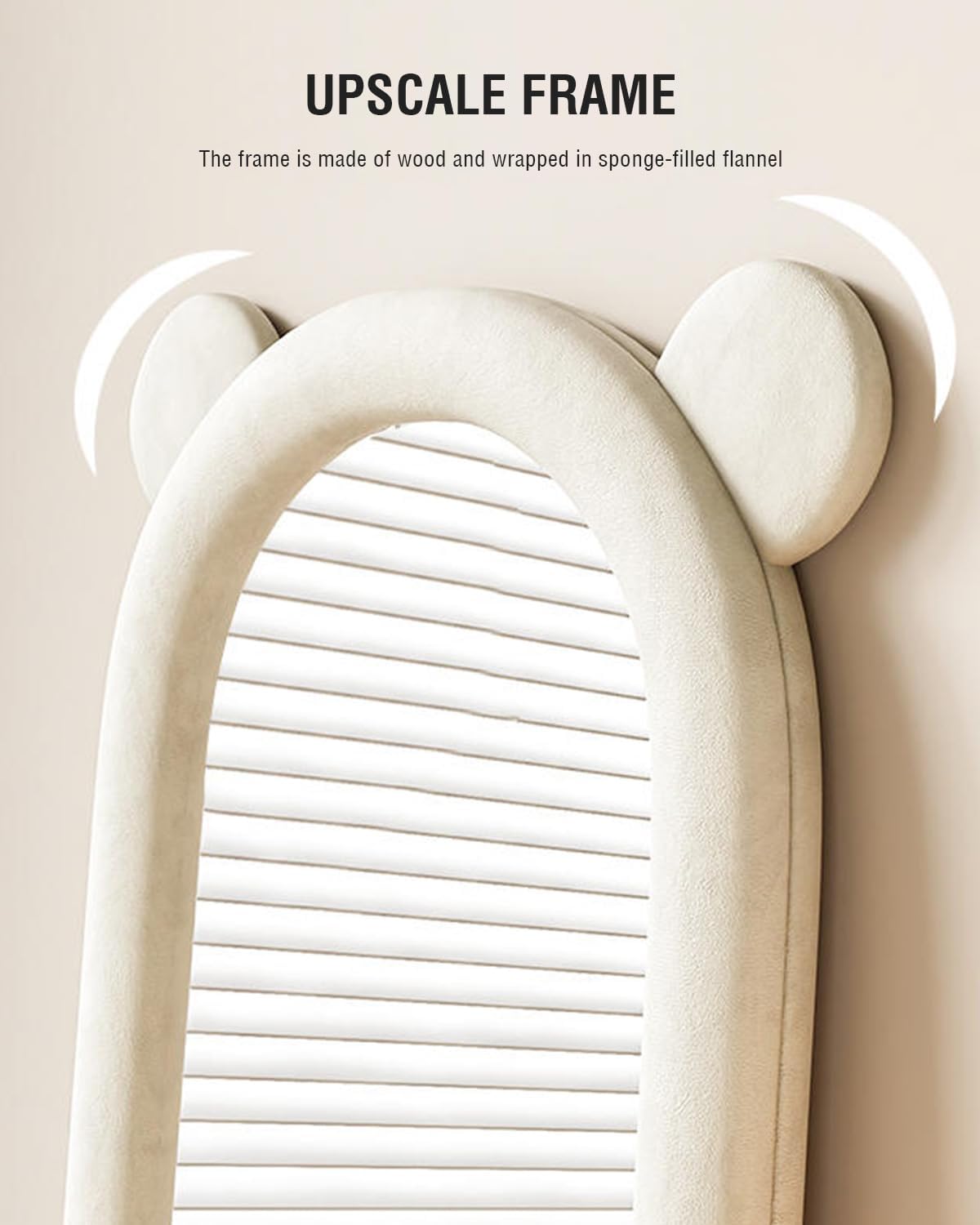 DYNWELL Espejo de longitud completa, espejo de suelo con soporte, espejo de piso para bebé, espejo de pared de longitud completa, espejo de pie de