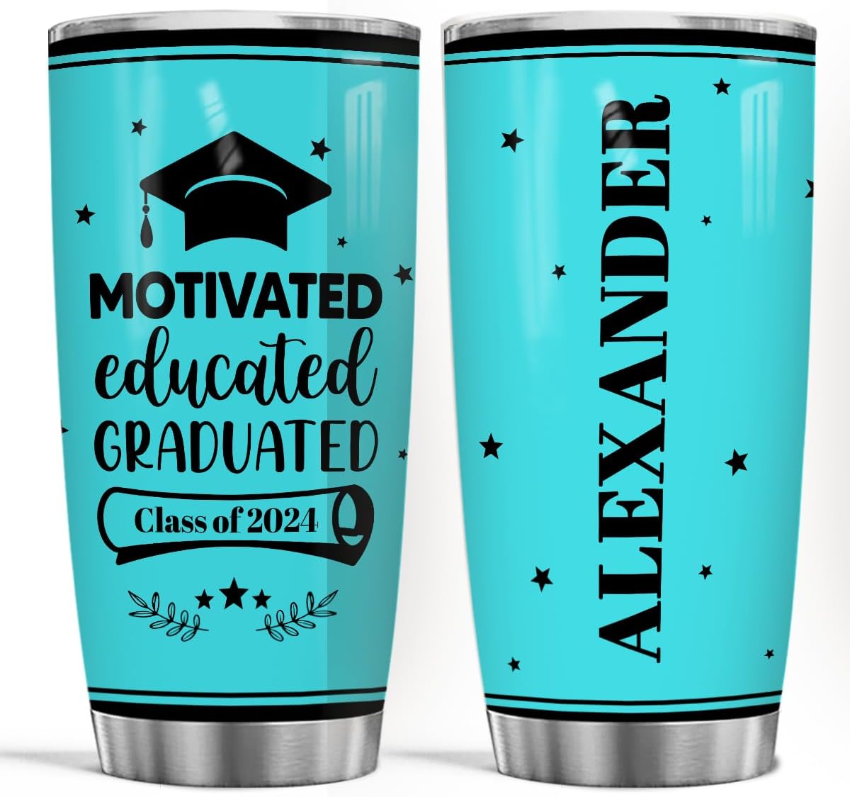 wowcugi Vaso de graduación personalizado motivado educado graduado clase de 2023 con tapa, 20 onzas, 30 onzas, regalos de graduación, maestros,
