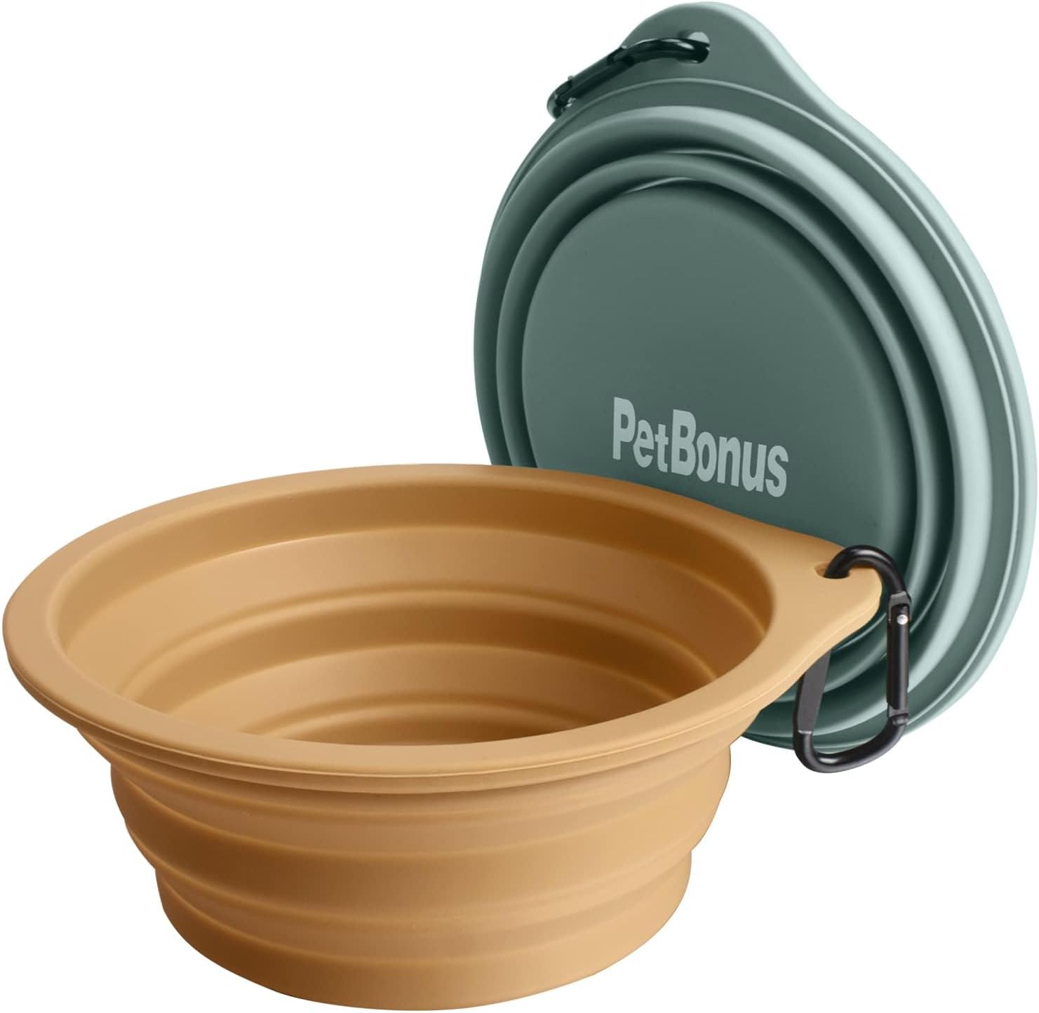 PetBonus Paquete de 2 tazones plegables de silicona grandes para perros, 34 onzas  33.8 fl oz sin BPA, portátil, plegable, para mascotas, gatos,