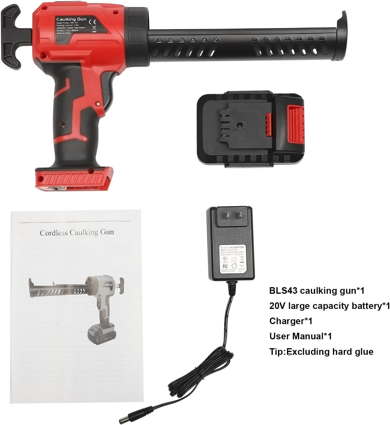 Pistola de calafateo eléctrica 20 V Max Pistola de calafateo inalámbrica Pistola de pegamento eléctrica de mano con batería velocidad ajustable