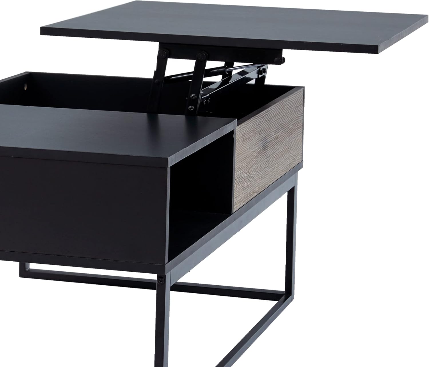 Peaktop – Mesa auxiliar elevable con almacenamiento y patas de metal