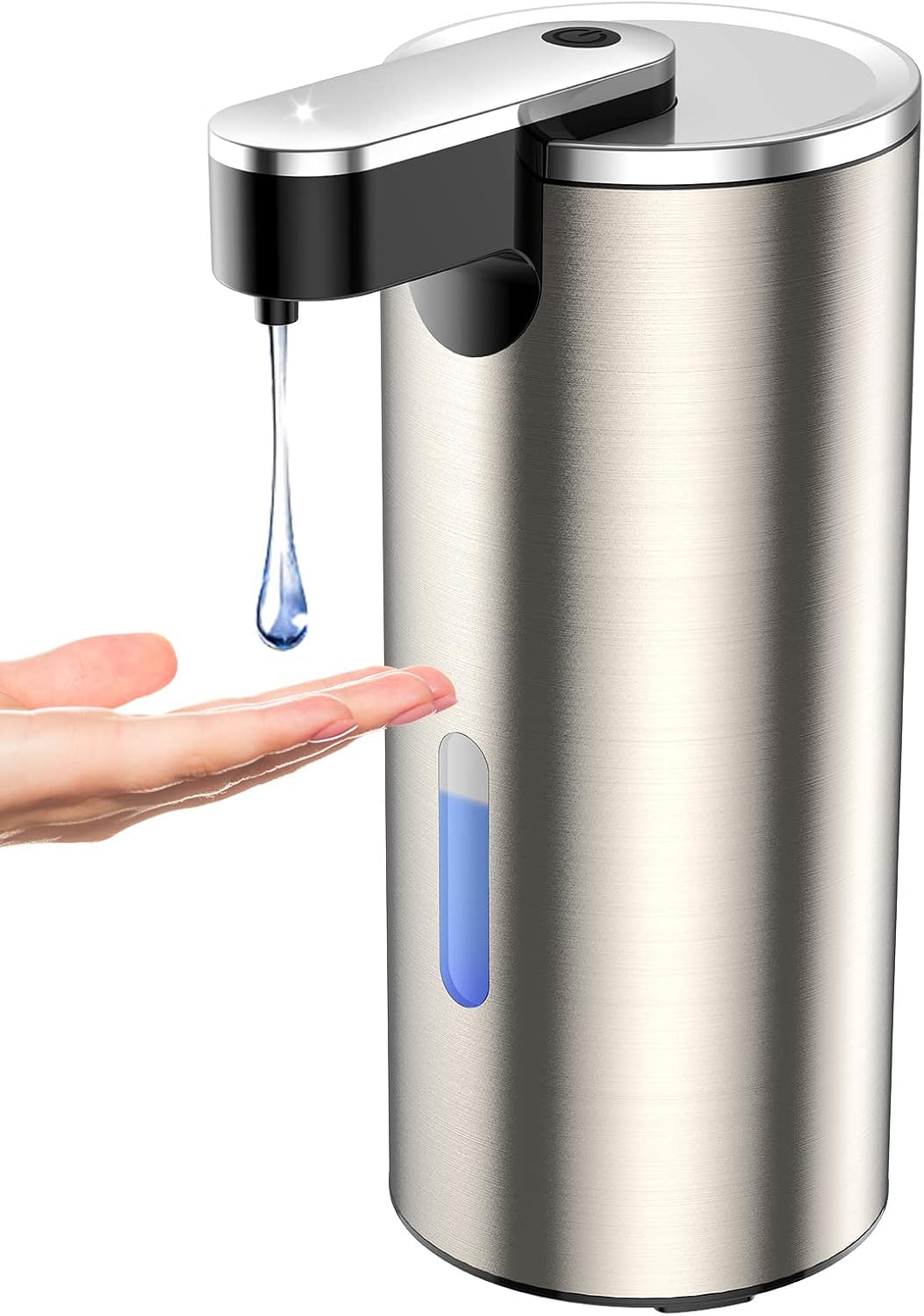 Dispensador automático de jabón de acero inoxidable sin contacto, control de volumen ajustable de 3 niveles LITTAR con sensor de movimiento,