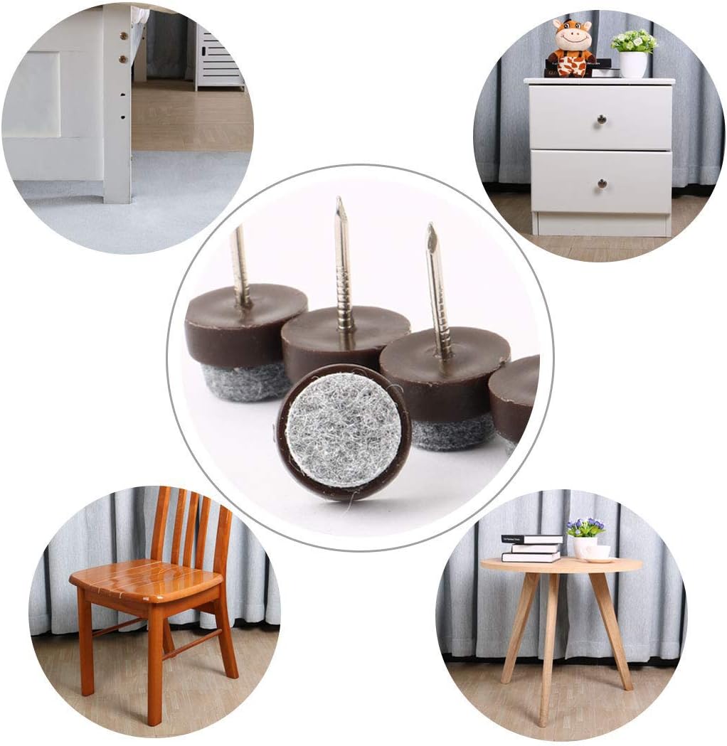 uxcell Almohadillas de fieltro para clavos en muebles, protector para patas de mesa, 0.551 in de diámetro, color marrón, 60 unidades