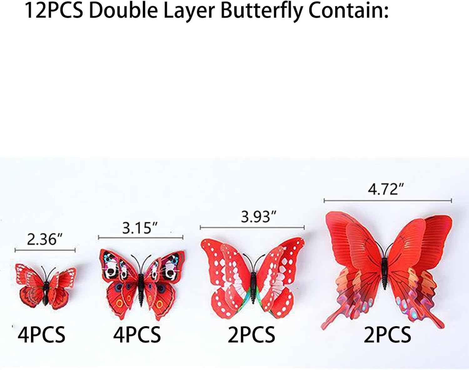 1224 calcomanías 3D tridimensionales de doble capa de simulación de mariposa de imitación autoadhesiva con pegamento para decoraciones de fiestas