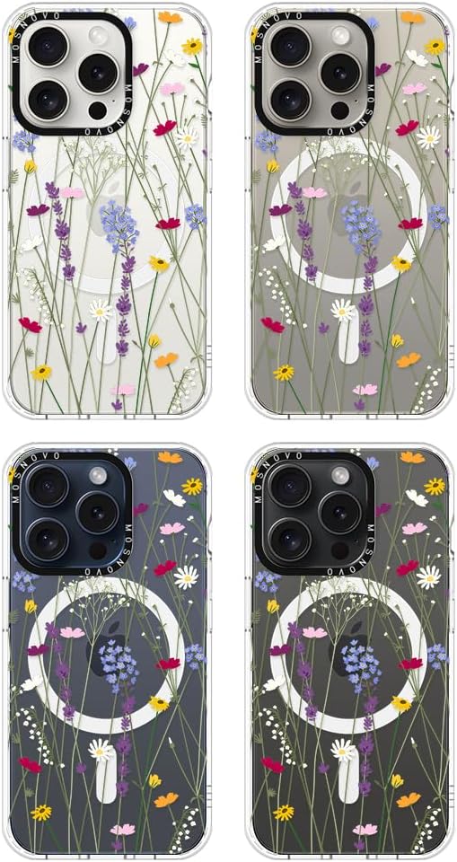 MOSNOVO Funda compatible con Magsafe diseñada para iPhone 15 Pro, Buffertech impacto de caída de 6.6 pies, parachoques protector de TPU a prueba de