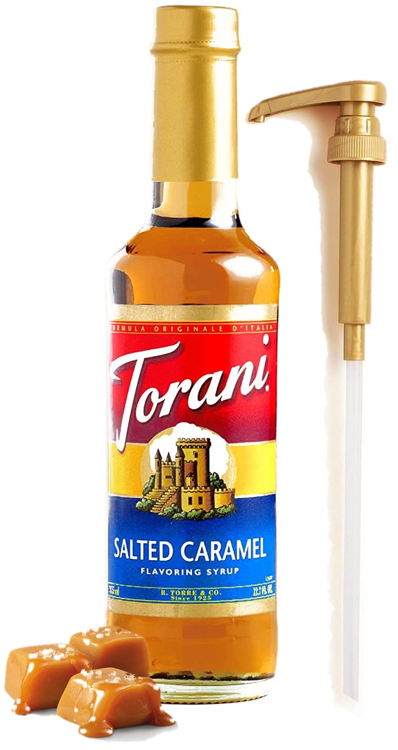 Jarabe de caramelo salado para café, jarabes de 25.4 onzas para bebidas de café con bomba de botella Fresh Finest