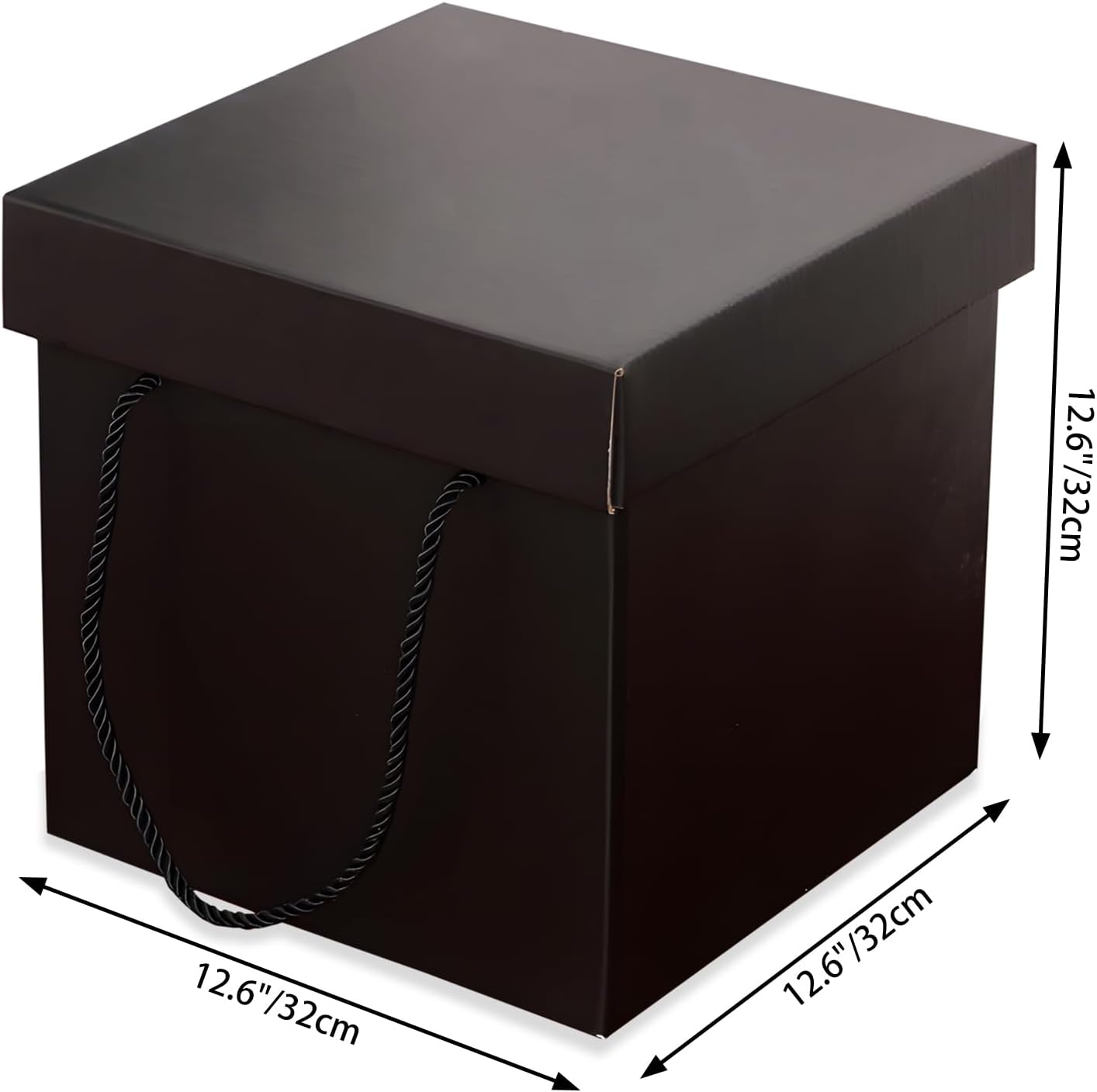 Caja de regalo extragrande con tapas y asa, caja de regalo plegable negra de 12.6 pulgadas para cumpleaños, fiestas, duchas, día de San Valentín
