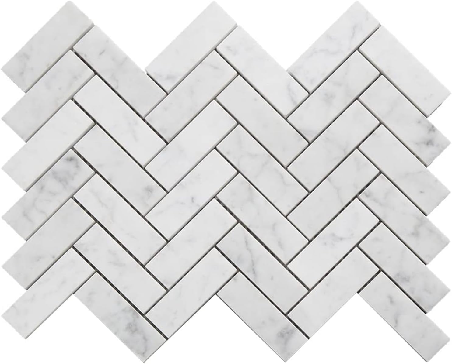 Azulejo de mosaico de espiga de mármol blanco italiano de Carrara de 1 x 3 pulido para salpicaduras de cocina, baño, pared y piso, 5 hojascaja