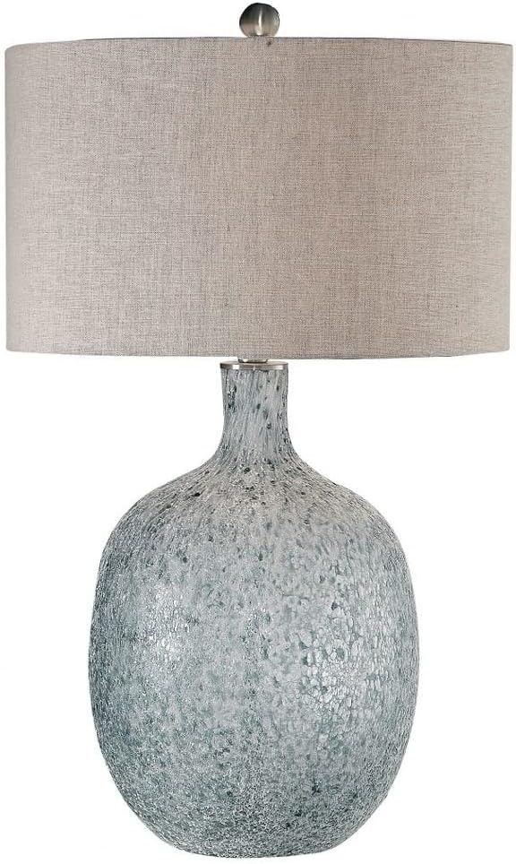 Uttermost Oceaonna – Lámpara de mesa de cristal esmaltado azul y blanco envejecido
