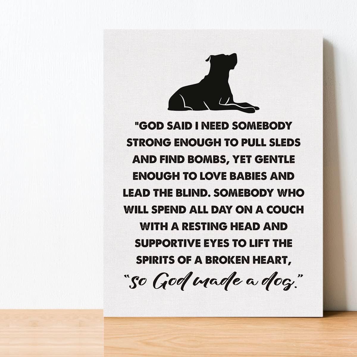 Póster de lienzo religioso con diseño de perro religioso, arte de pared para cachorros, diseño de perro con texto en inglés So God Made Aper (So God