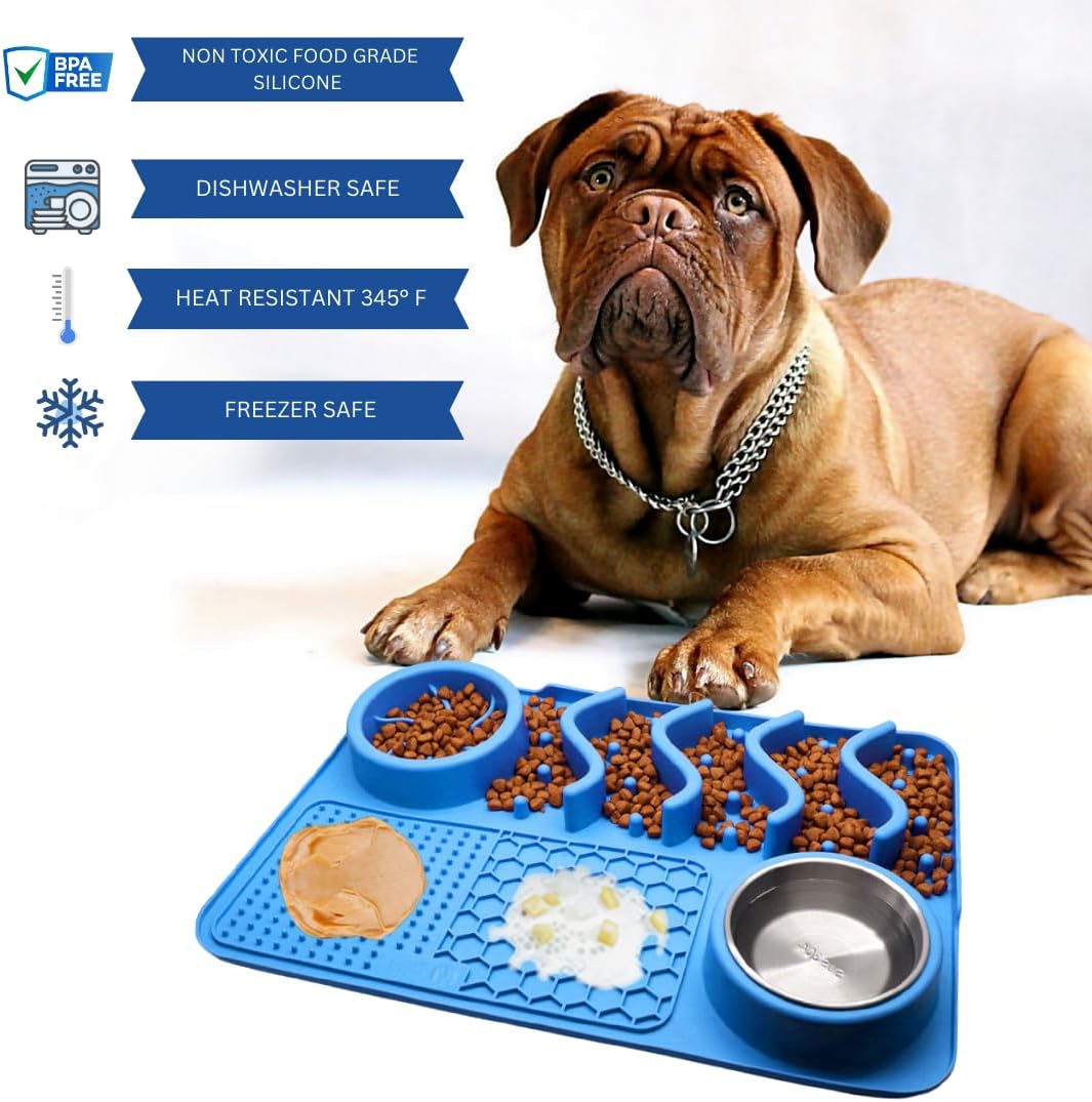 ZILLY Tapete de silicona para lamer perro con ventosas de alimentación lenta y rompecabezas, reductor de ansiedad y aburrimiento (rosa, grande de 17
