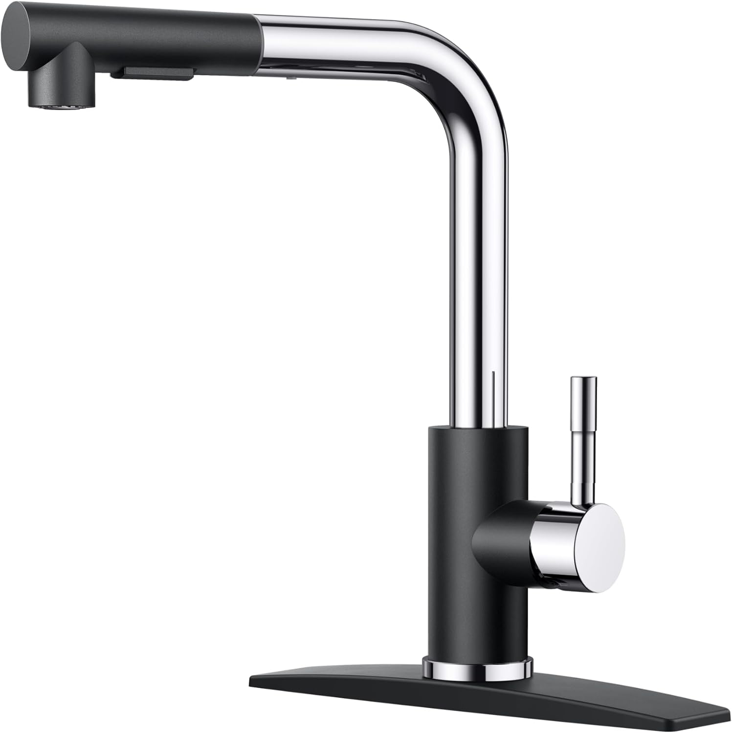 FORIOUS Grifo de cocina, grifo de fregadero de cocina con rociador extraíble, grifo de cocina comercial extraíble para fregadero de 1 o 3 agujeros,